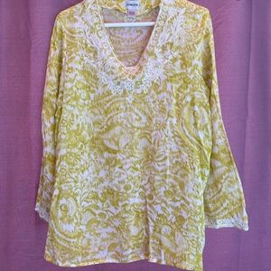 Chico’s long Sleeve Peasant Blouse (size 3) 100% Rayon